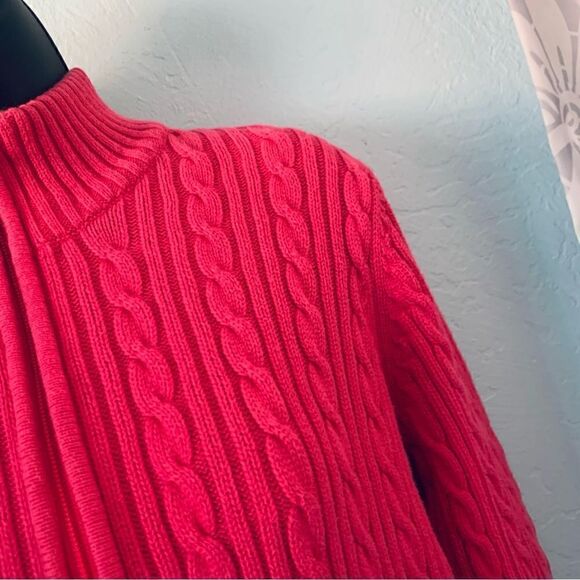 Tabi Fuchsia Pink & Green Cable Knit Zip Up Sweater Size Medium - Picture 4 of 9